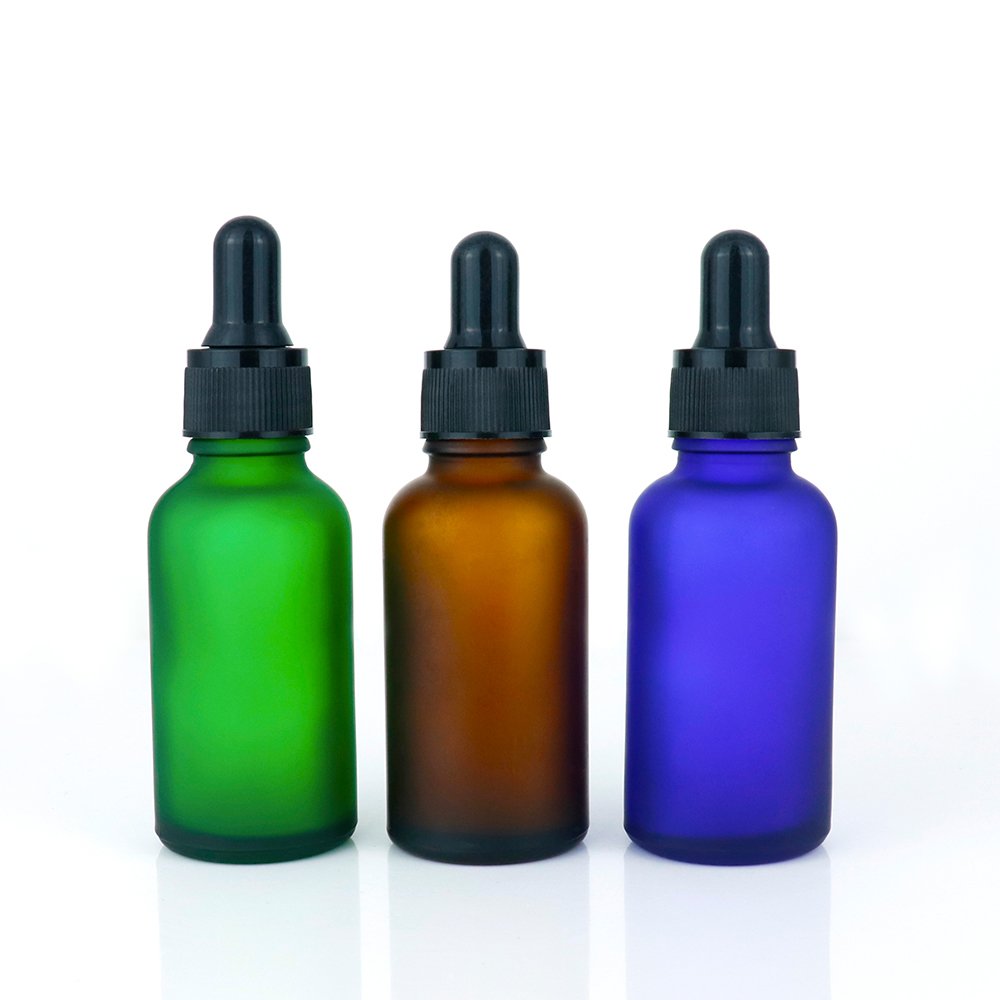 factory custom essential oil glass bottle 5ml 10ml 15ml 20ml 30ml 50ml 100ml Colorful dropper glass bottle with gold caps