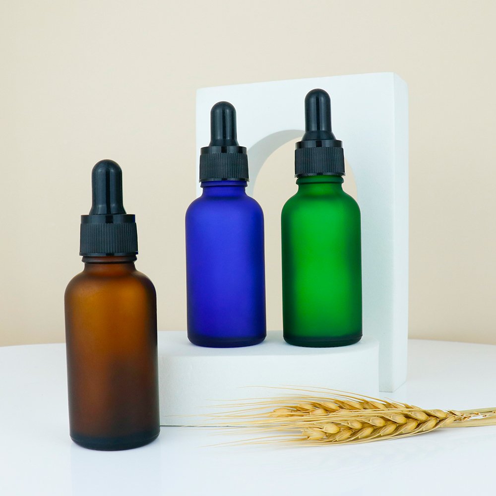 factory custom essential oil glass bottle 5ml 10ml 15ml 20ml 30ml 50ml 100ml Colorful dropper glass bottle with gold caps
