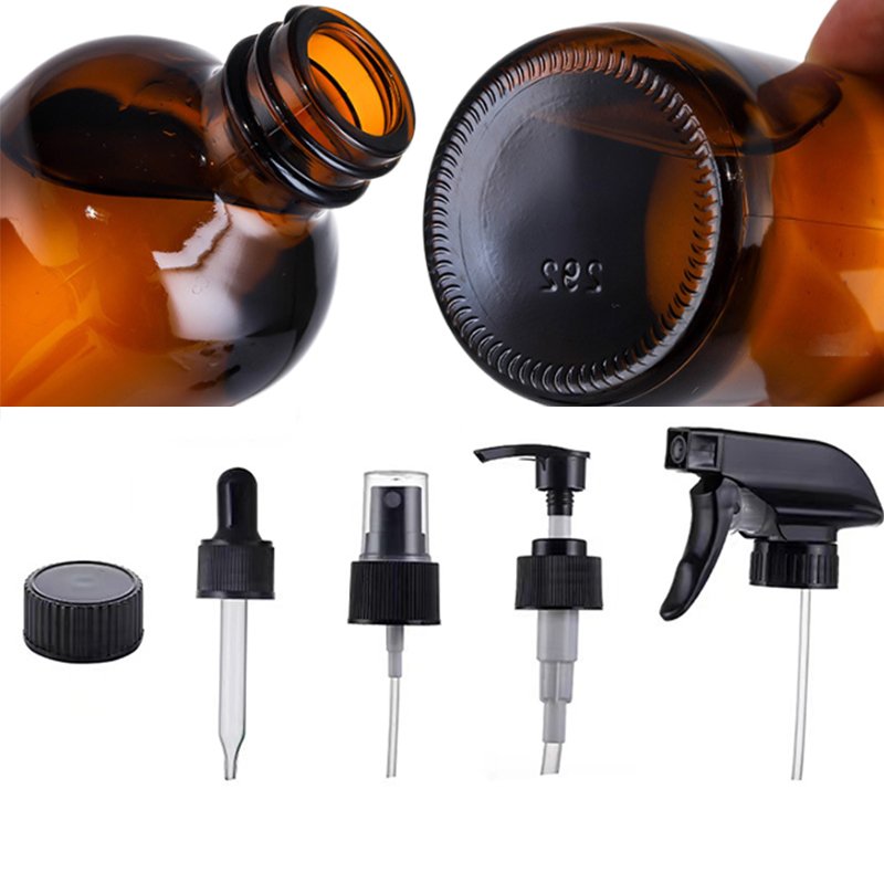 Wholesales customization 15ml 30ml 60ml 120ml 250ml 500ml 1000ml clear amber boston round glass bottle for cosmetic industry