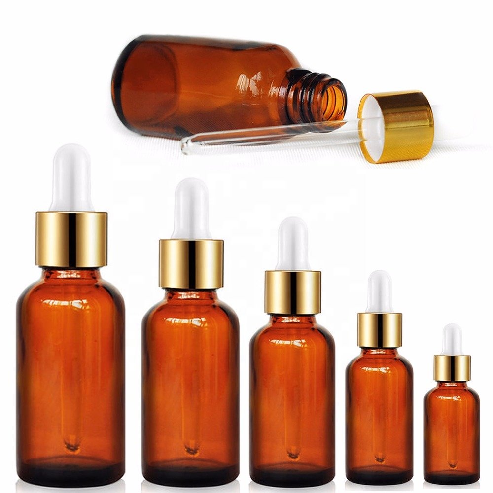 Amber Dropper Bottle 5ml 10ml 15ml 20ml 30ml 50ml 100ml Cosmetic Essential Oil Glass Serum Bottle