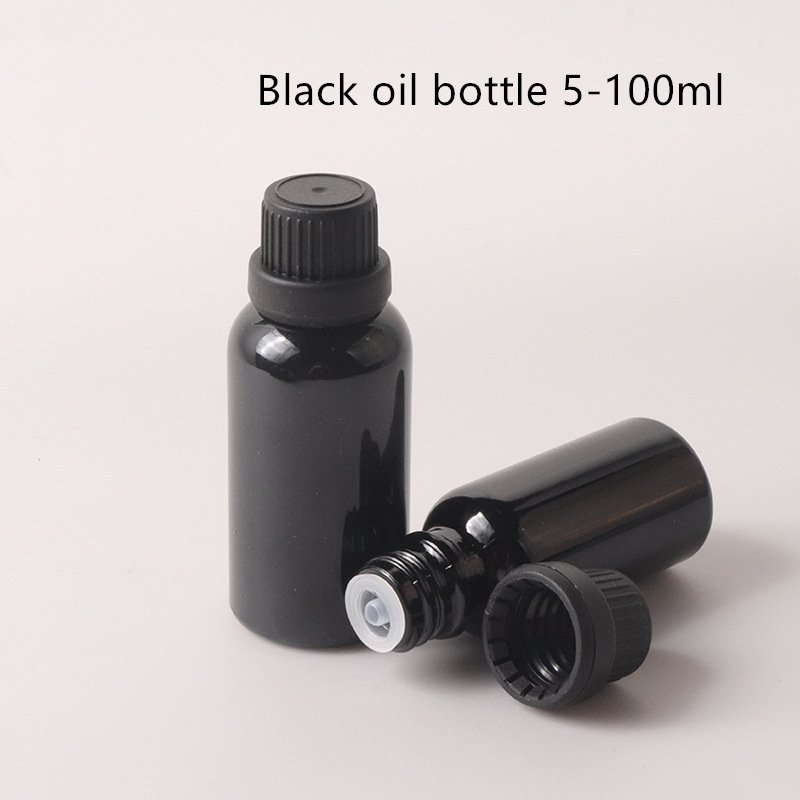Good quality black oil bottle 5ml 30ml 100ml dark black glass bottle 10ml cosmetic dispenser sample bottle