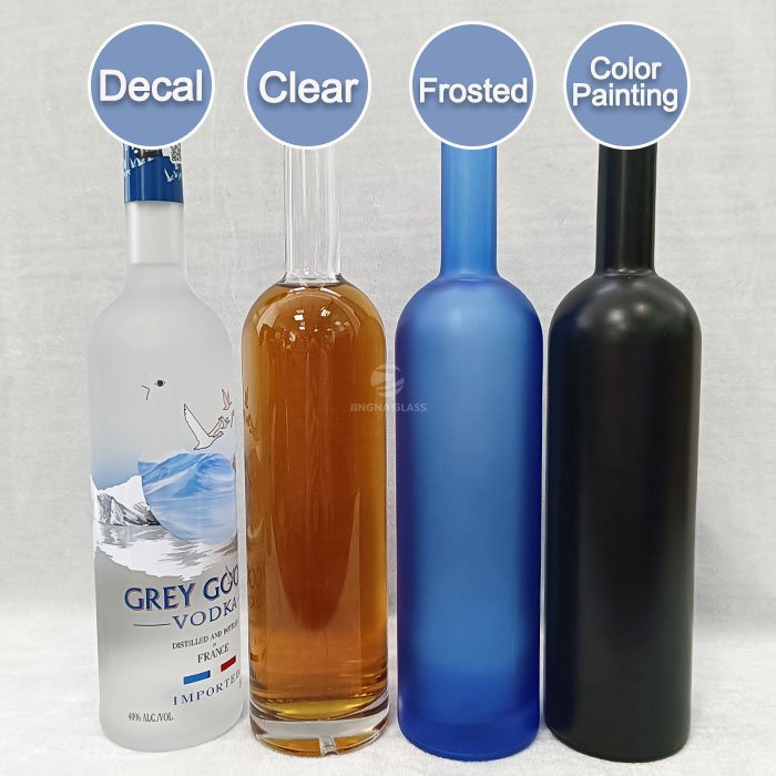 JINGNA round glass bottle 500ML 700ML 750ML 1000ML Color Painting rum tequila Vodka Brandy Whisky Gin liquor Glass Bottles