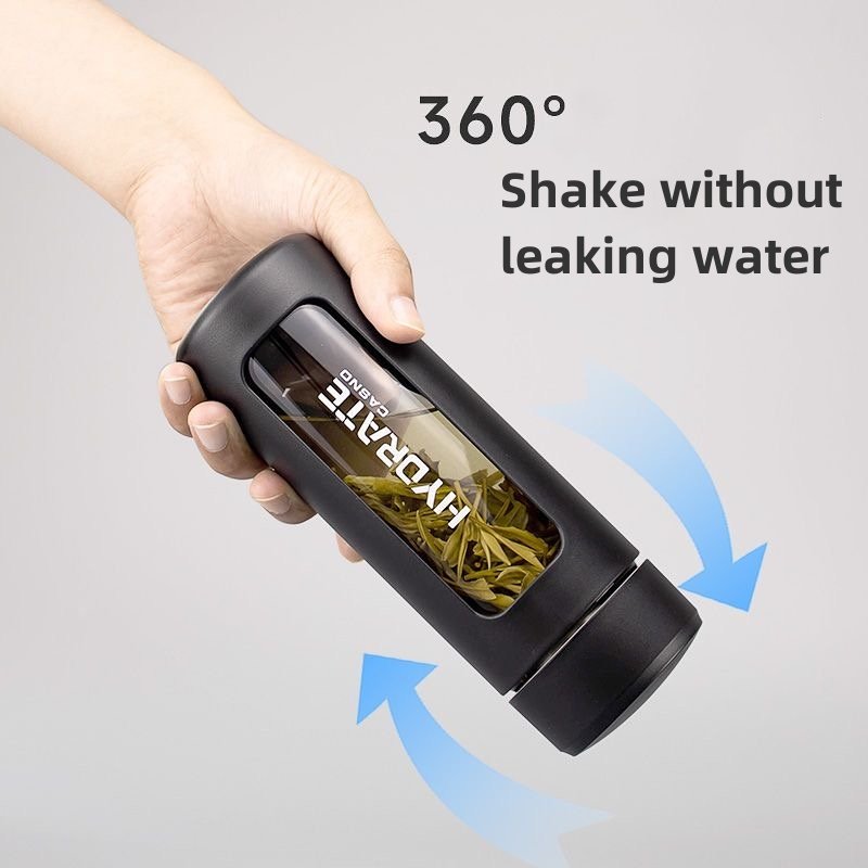 Custom Water Bottle Glass Wide Mouth High Borosilicate Round Drinking Water Glass Bottle Glass Water Bottle
