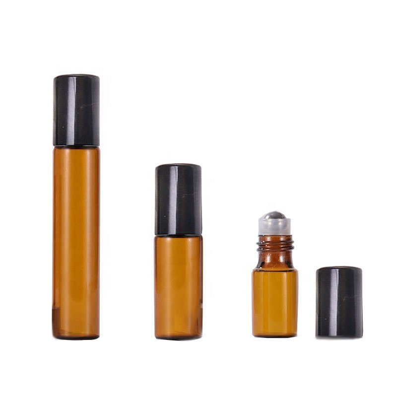 Factory Price 3ml 5ml 10ml Amber Glass Roll On Bottle Cosmetic Round Roll On Glass Bottle (NRB04)