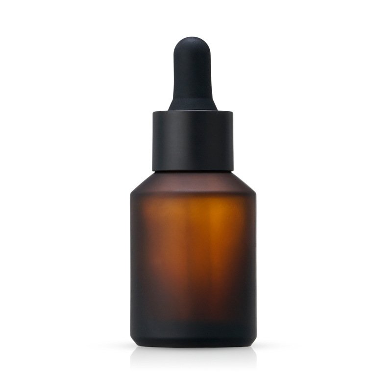Luxury empty 15ml 30 ml 1oz half ounce serum essential oil transparent blue green frosted amber oblique shoulder glass bottle