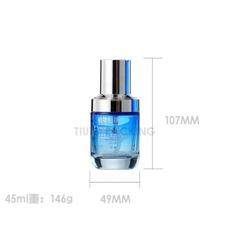 Blue cosmetic glass bottle skin care product container Blue 30 g 50 g 40 ml 100 ml 120 ml glass container