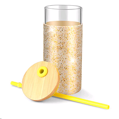 Scale Glass Water Bottle 20oz Reusable Borosilicate Glass Tumbler Juice Milk Tea Glass Bottle With Bamboo Lid And Straw
