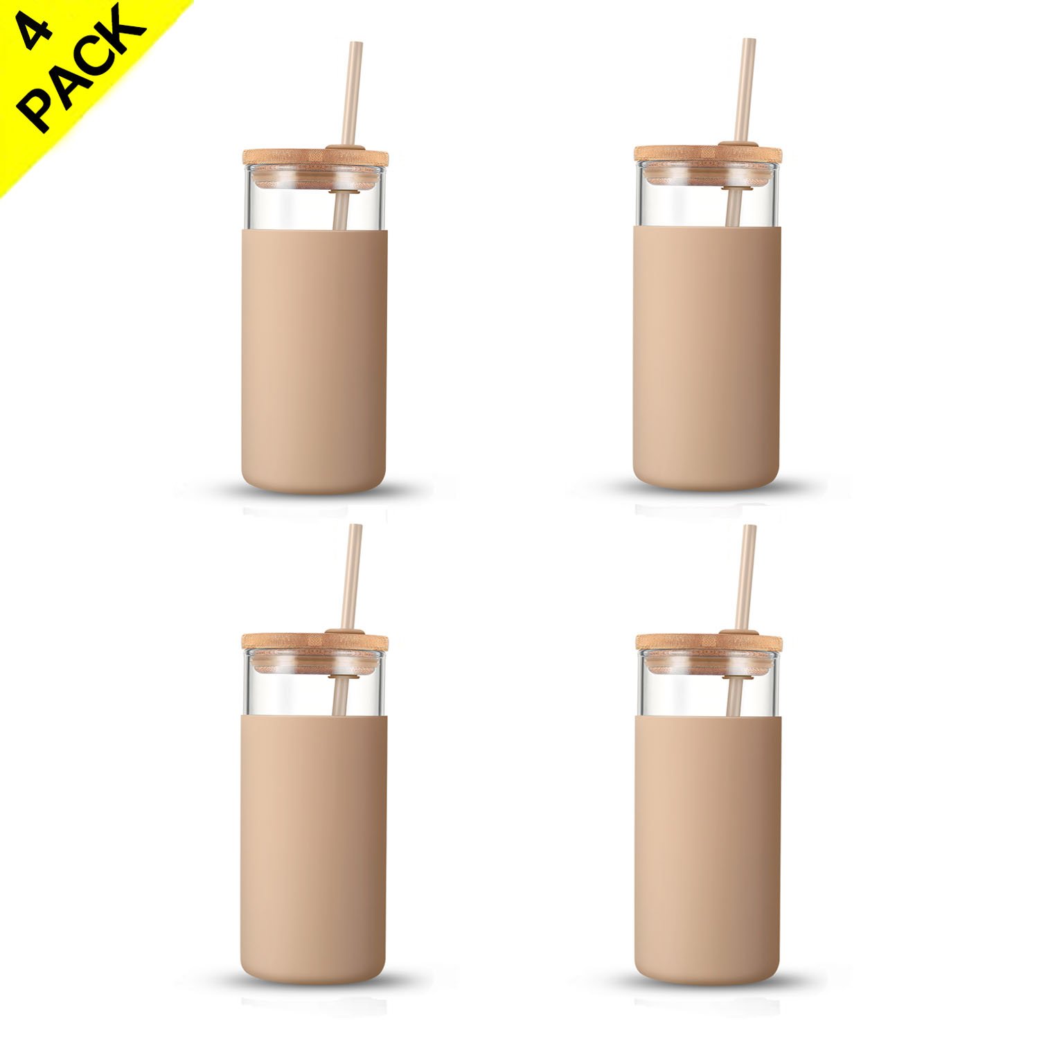 Scale Glass Water Bottle 20oz Reusable Borosilicate Glass Tumbler Juice Milk Tea Glass Bottle With Bamboo Lid And Straw