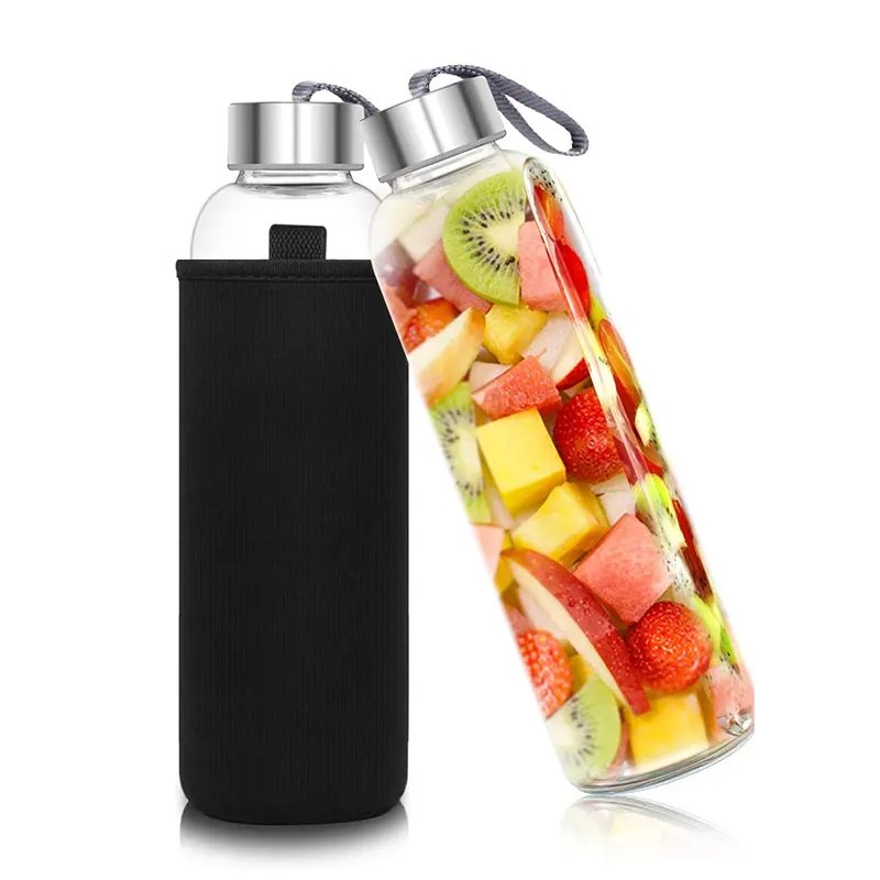 1 litre glass water bottle sport style luxury glass drinking water bottle gallon glass water bottle