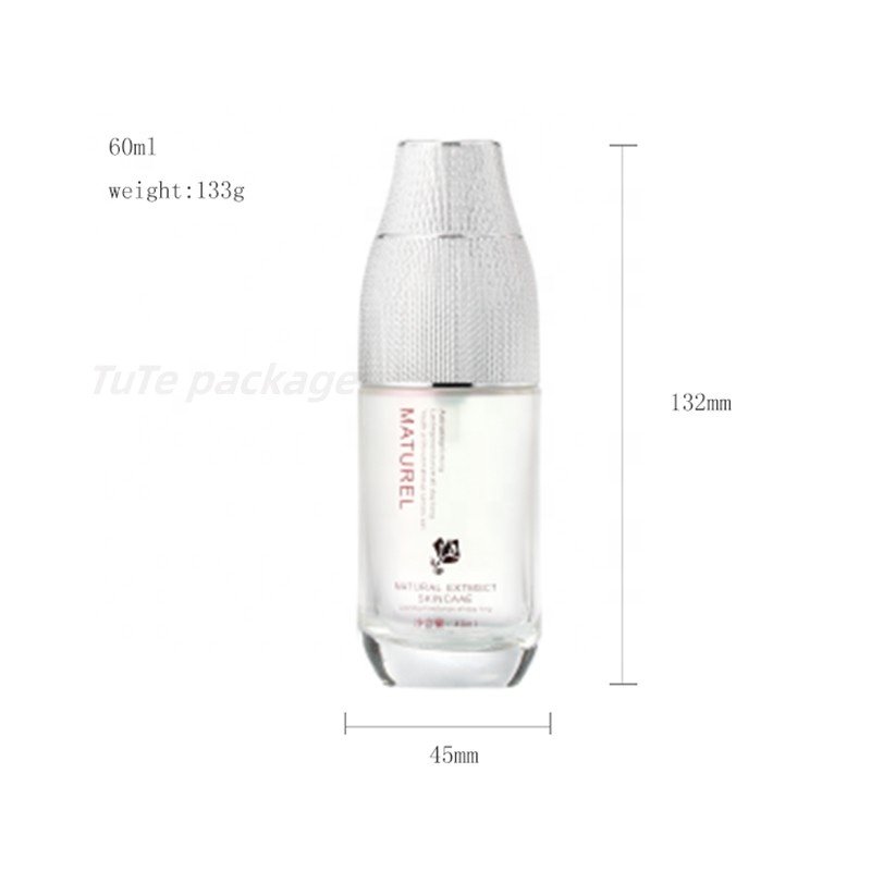 cosmetics essence milk pump glass bottle set original serum packaging glass bottle for cosmetics liquid packaging