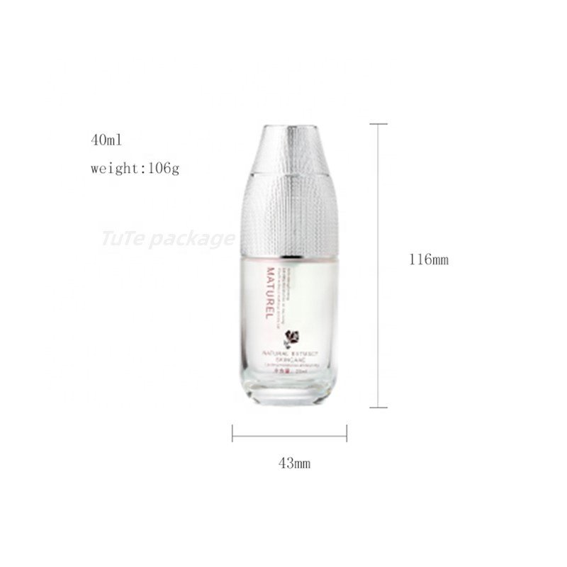 cosmetics essence milk pump glass bottle set original serum packaging glass bottle for cosmetics liquid packaging