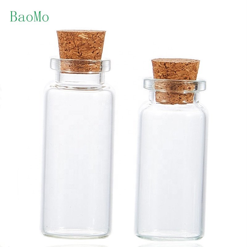 Small Clear 5ml 6ml 7ml 8ml 10ml 15ml Sample test Tube glass vials With wooden Cork stopper jars wishing bottle Glass Container