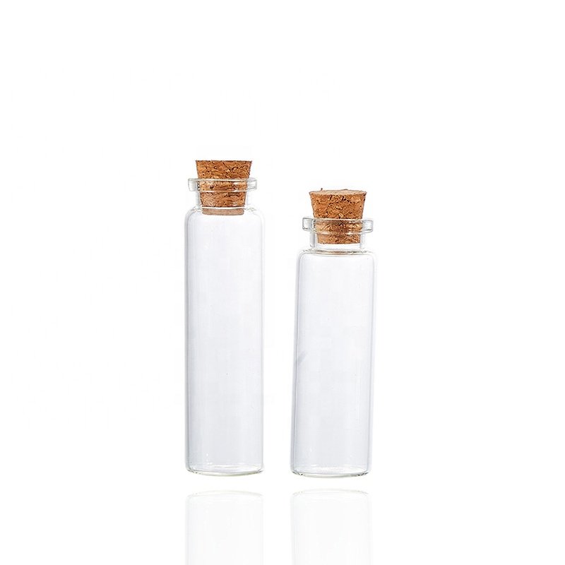 Small Clear 5ml 6ml 7ml 8ml 10ml 15ml Sample test Tube glass vials With wooden Cork stopper jars wishing bottle Glass Container