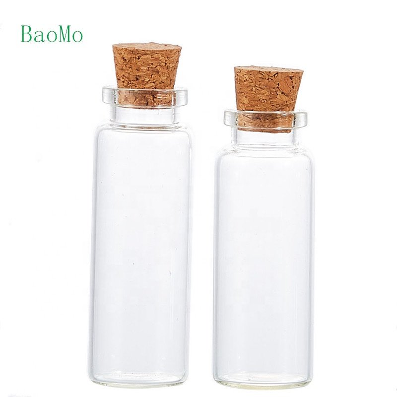 Small Clear 5ml 6ml 7ml 8ml 10ml 15ml Sample test Tube glass vials With wooden Cork stopper jars wishing bottle Glass Container