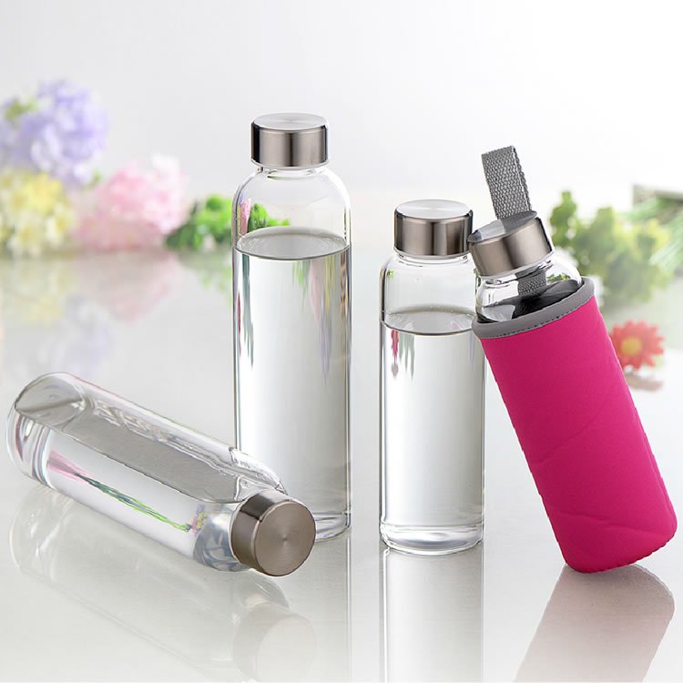 Hot sale Wholesale Portable 500ml Reusable Clear Hard Glass Water Bottle for Hot and Cold Water