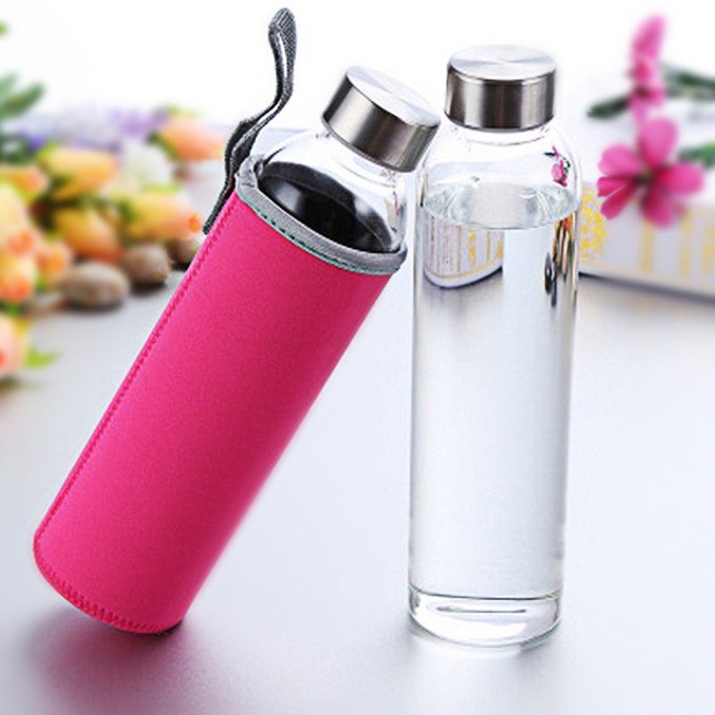 Hot sale Wholesale Portable 500ml Reusable Clear Hard Glass Water Bottle for Hot and Cold Water
