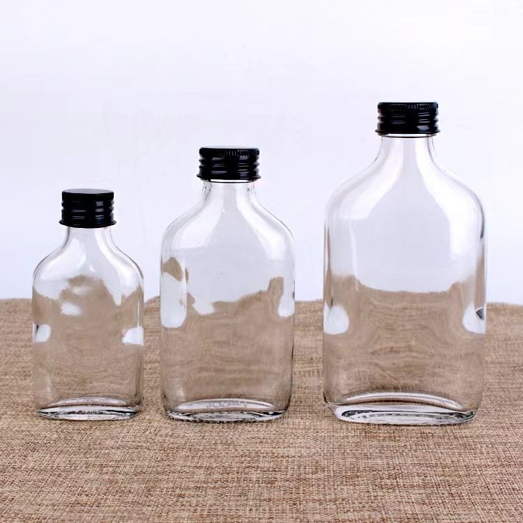 Custom colour logo 50ml boston glass wine bottles vodka whisky rum glass bottles with cork
