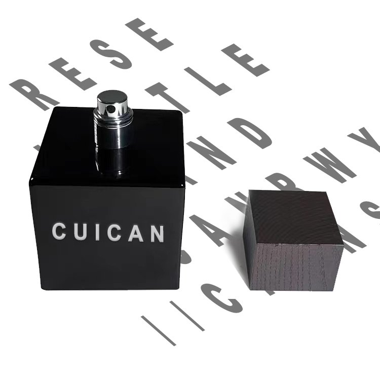 Deluxe new design square 30ml 50ml 100ml empty spray perfume oil bottle glass with OEM lids