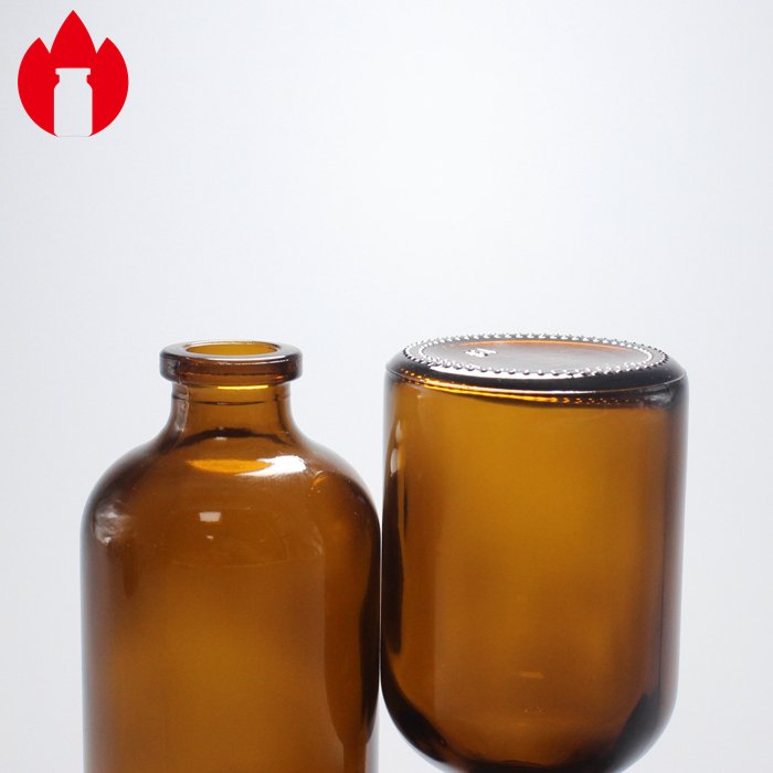 Empty 50ml Amber Type II or III Medical Injection Moulded Glass Bottle Vial Packaging