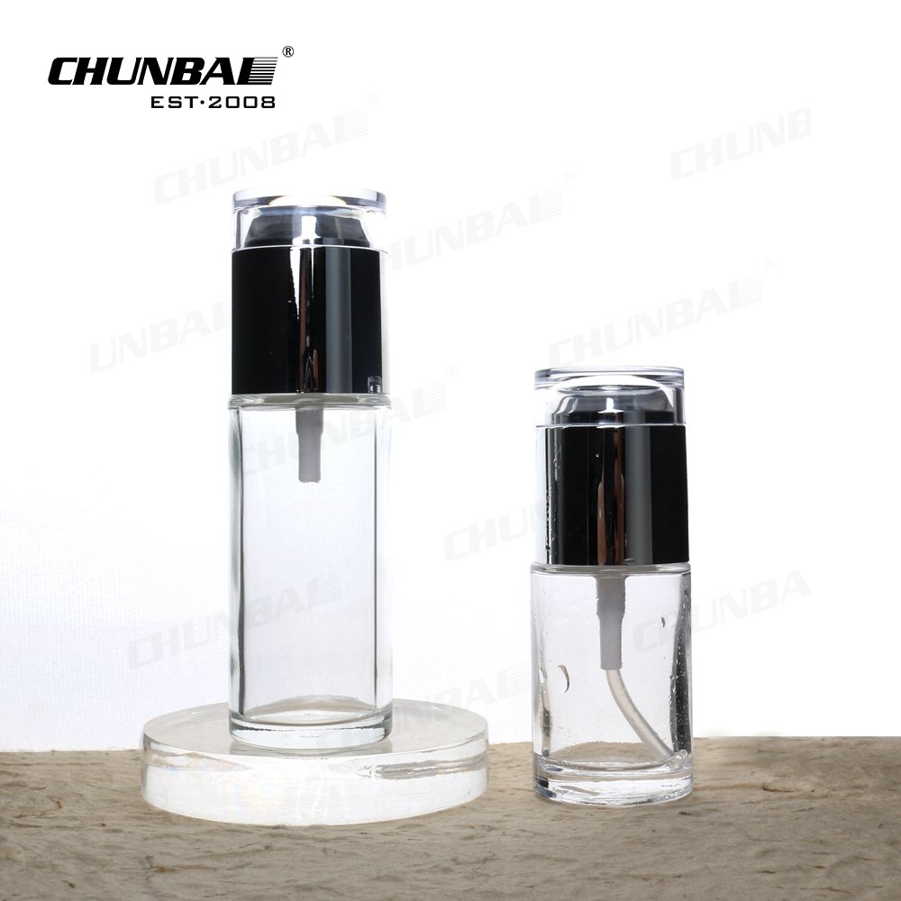 Luxury 25 Ml 30Ml 120Ml Frosted Round Empty Low Price Liquid Glass Pump Serum Foundation Lotion Bottle With Pump