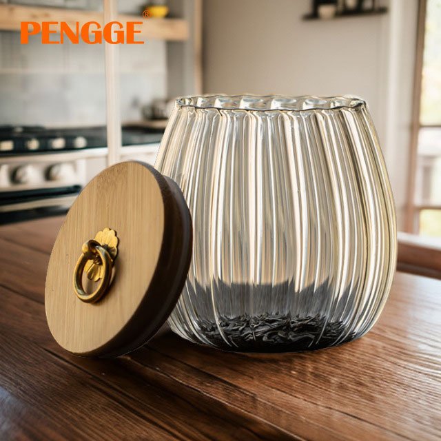 Irregular high borosilicate glass Storage Container for Kitchen Household Organizational Vertical Grain Tea Sealed Tank Food Use