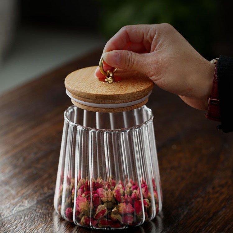 Irregular high borosilicate glass Storage Container for Kitchen Household Organizational Vertical Grain Tea Sealed Tank Food Use