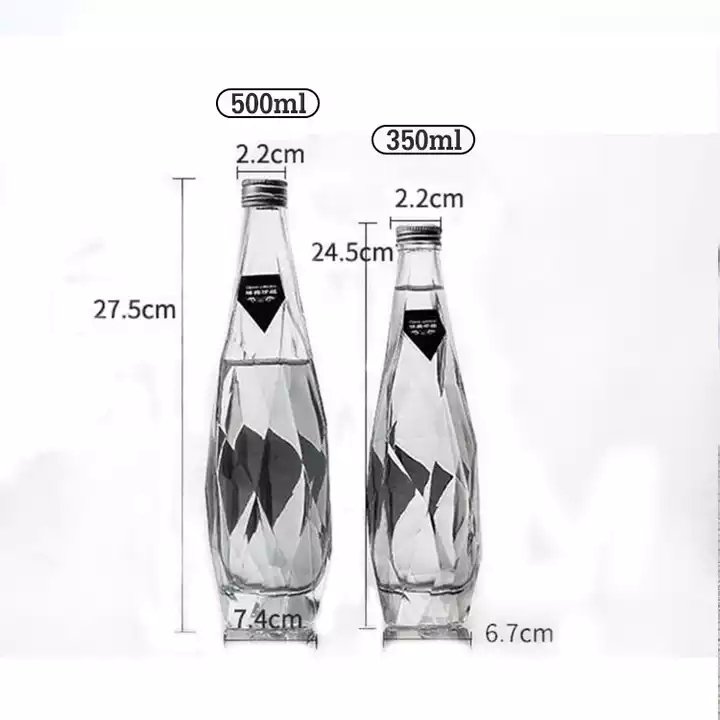 Hot sale unique shape 350ml 500ml empty glass wine bottle refillable whiskey vodka liquor bottles with metal screw lid