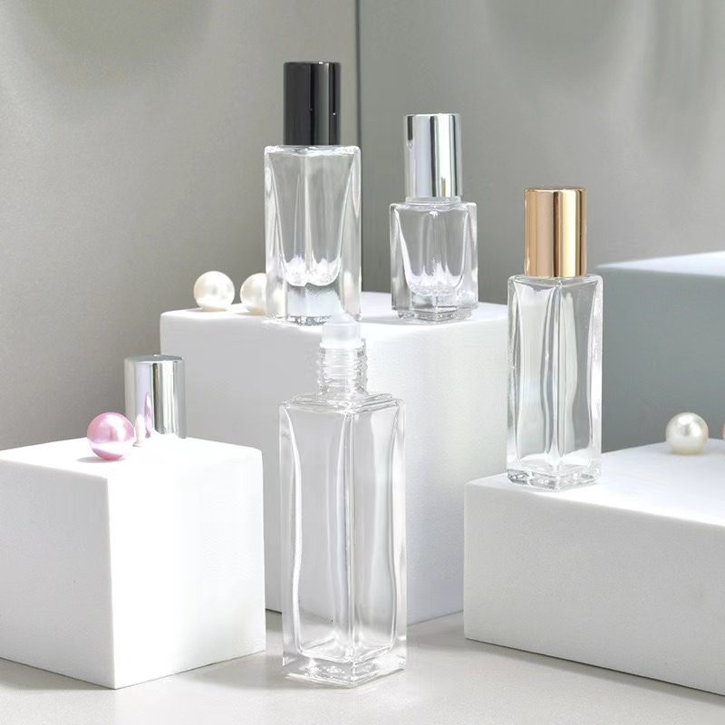 Luxury Square Spray Glass 3ml 5ml 10ml 20ml 30ml Perfume Bottle Essential Oil Perfume Roll On Glass Bottle with Roller Ball