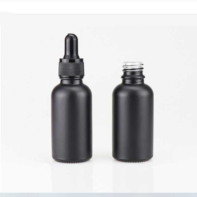 Sell 30ml50ml matte black glass bottle black eyedropper lid 30ml black fine oil bottle can be printed