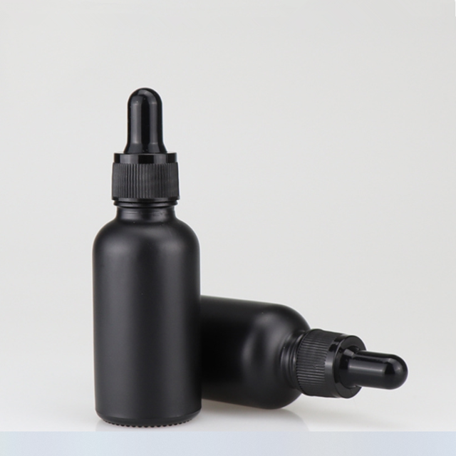 Sell 30ml50ml matte black glass bottle black eyedropper lid 30ml black fine oil bottle can be printed