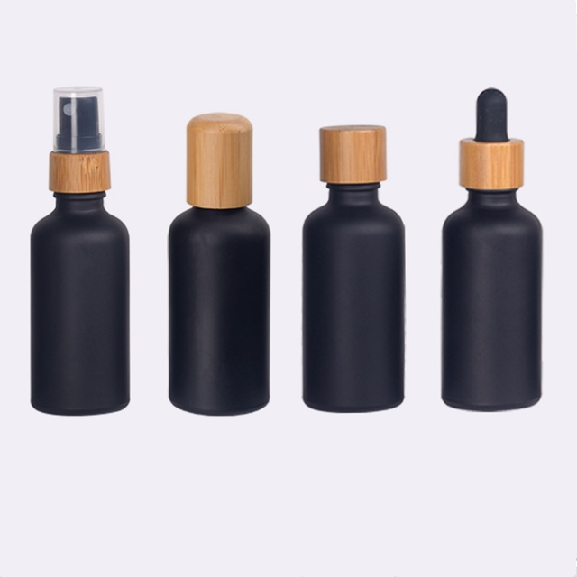 Sell 30ml50ml matte black glass bottle black eyedropper lid 30ml black fine oil bottle can be printed