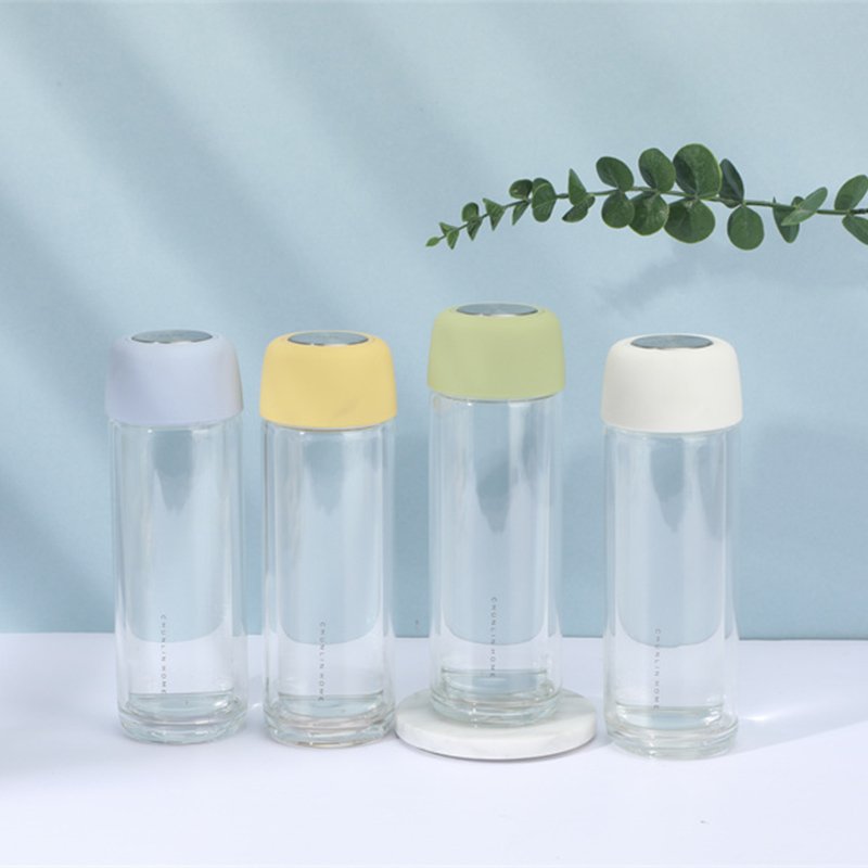 Factory Wholesale Clear Glass Water Bottle With Infuser Crystal Customized Logo Borosilicate Glass Bottle Business Tea Bottle