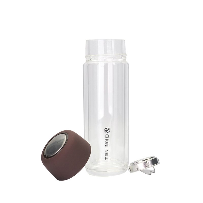 Factory Wholesale Clear Glass Water Bottle With Infuser Crystal Customized Logo Borosilicate Glass Bottle Business Tea Bottle