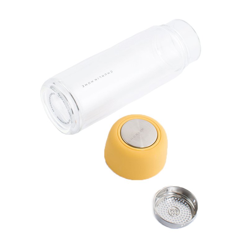 Factory Wholesale Clear Glass Water Bottle With Infuser Crystal Customized Logo Borosilicate Glass Bottle Business Tea Bottle