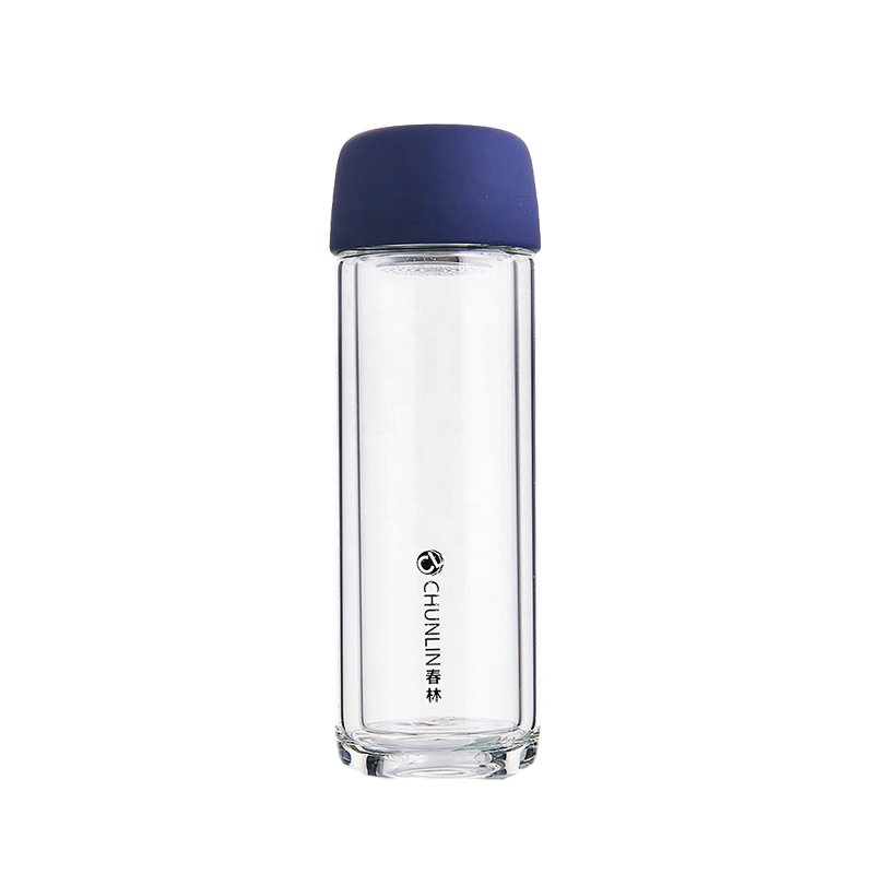 Factory Wholesale Clear Glass Water Bottle With Infuser Crystal Customized Logo Borosilicate Glass Bottle Business Tea Bottle