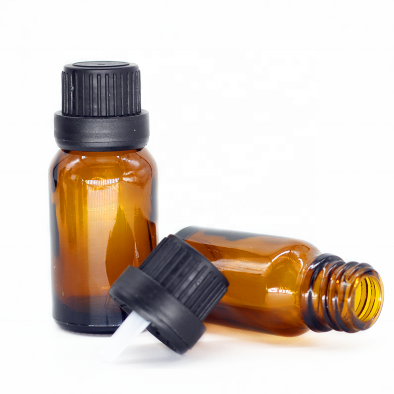 Amber Color 15ml 20ml Glass Material Euro Dropper Glass Bottles With Tamper Evident Cap And Orifice Reducer For Essential Oil