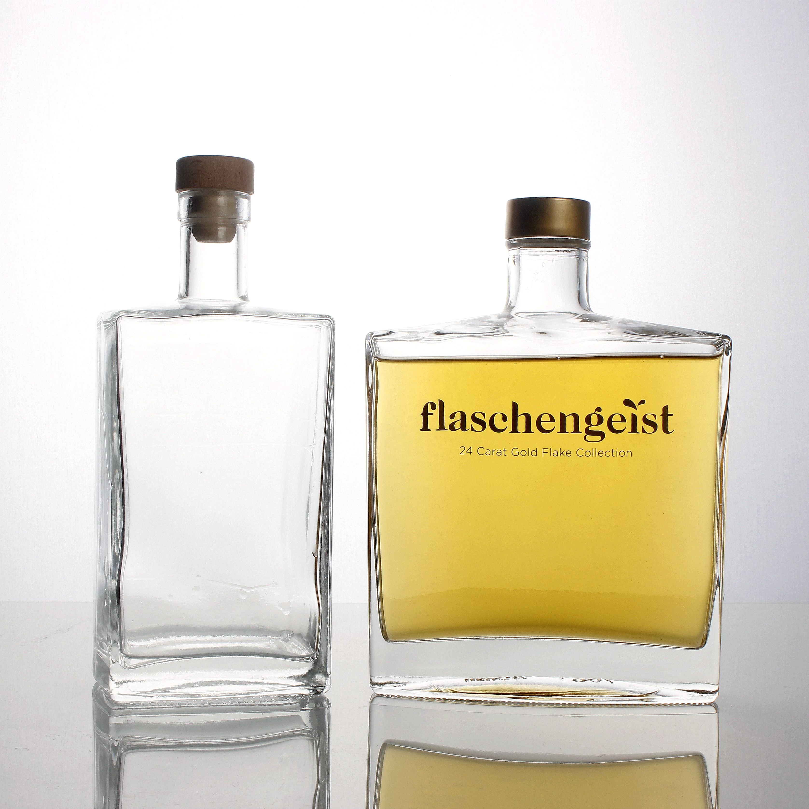 750ml 500ml Vodka Brandy Rum Gin Glass Bottles For Wine Spirit Liquids Glass Bottle with Cork Stopper