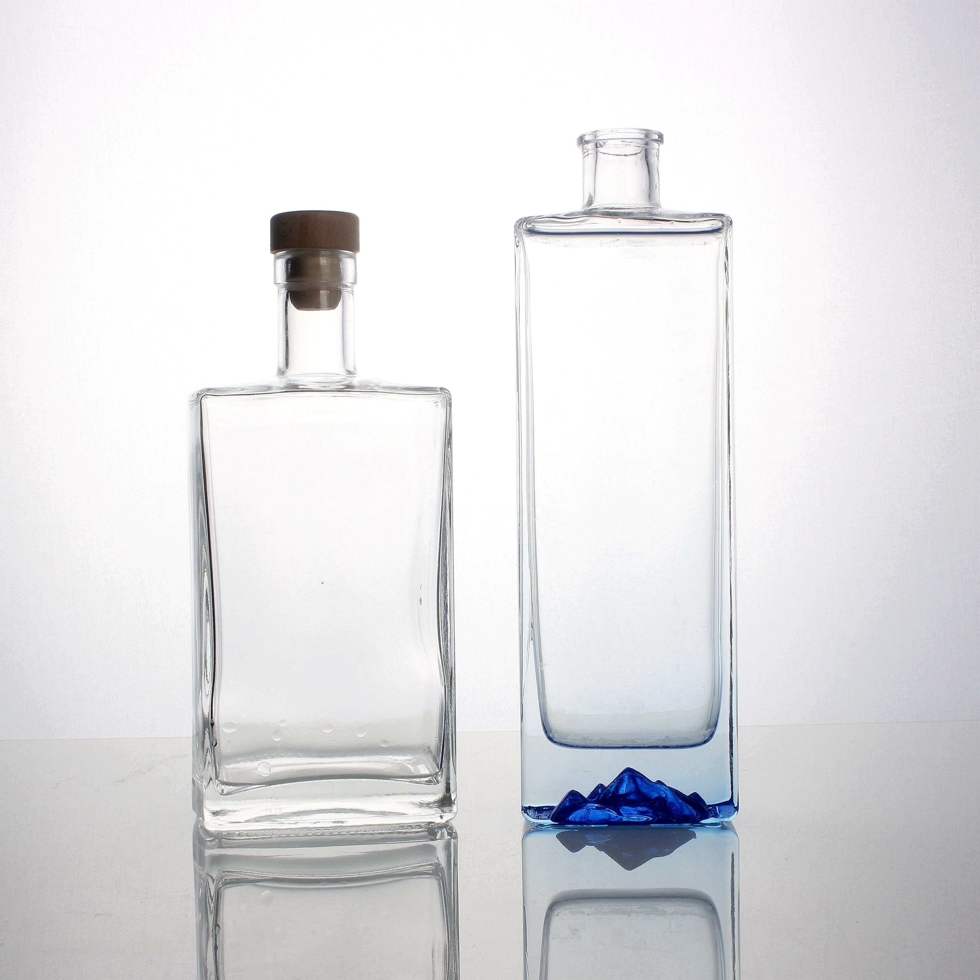 750ml 500ml Vodka Brandy Rum Gin Glass Bottles For Wine Spirit Liquids Glass Bottle with Cork Stopper