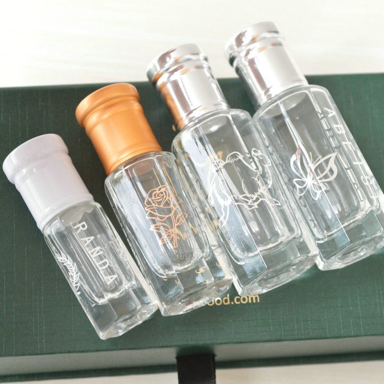 3ml 6ml 12ml empty Black/White attar OUD oil glass perfume bottle with packing gift box