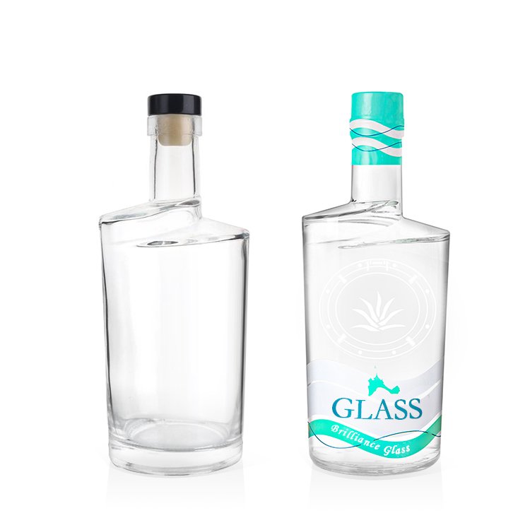 500ml 700ml 750ml 1000ml painted glass bottle liquor gin rum whiskey bottle with metal closure wooden cap