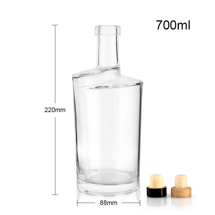 500ml 700ml 750ml 1000ml painted glass bottle liquor gin rum whiskey bottle with metal closure wooden cap