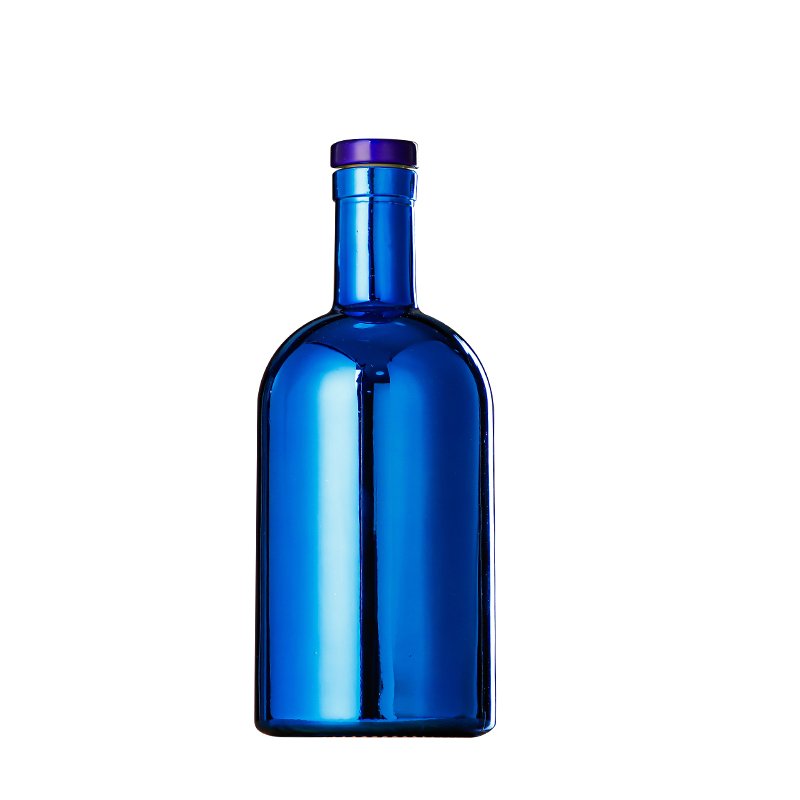 High Quality Luxury Unique 750ml Empty Electroplated Liquor Vodka Glass Wine Bottle with Rubber Stopper