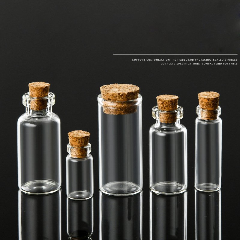 1ml 2ml 3ml 5ml 10ml 15ml 20ml tube-type transparent borosilicate perfume essential oil sample glass bottle with cork stopper