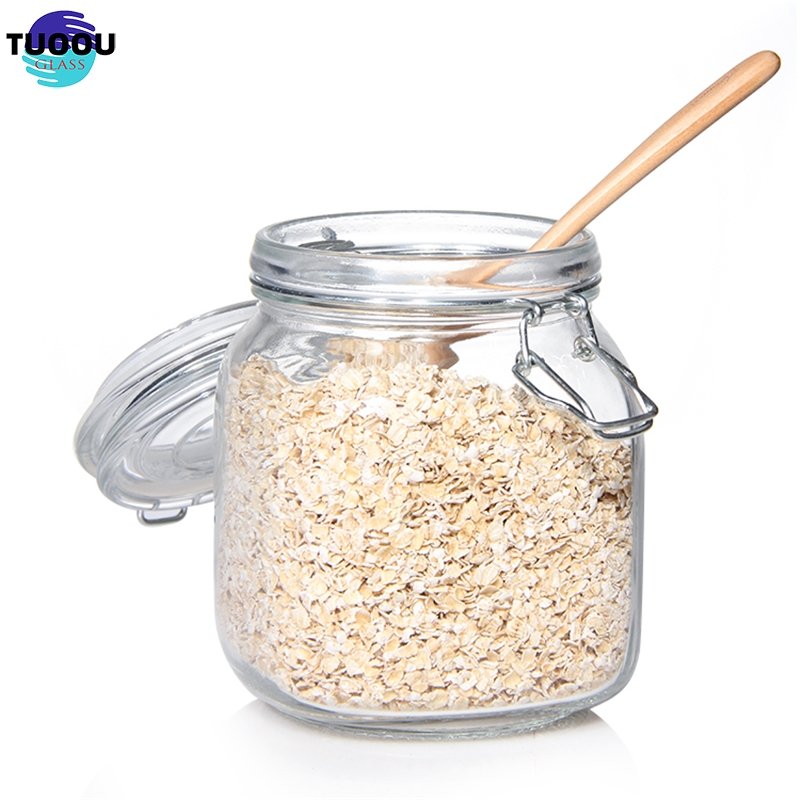 Wholesales Factory Price Glass Jar With Metal Clip/Glass Storage Jar Bottle With Flip Top lid