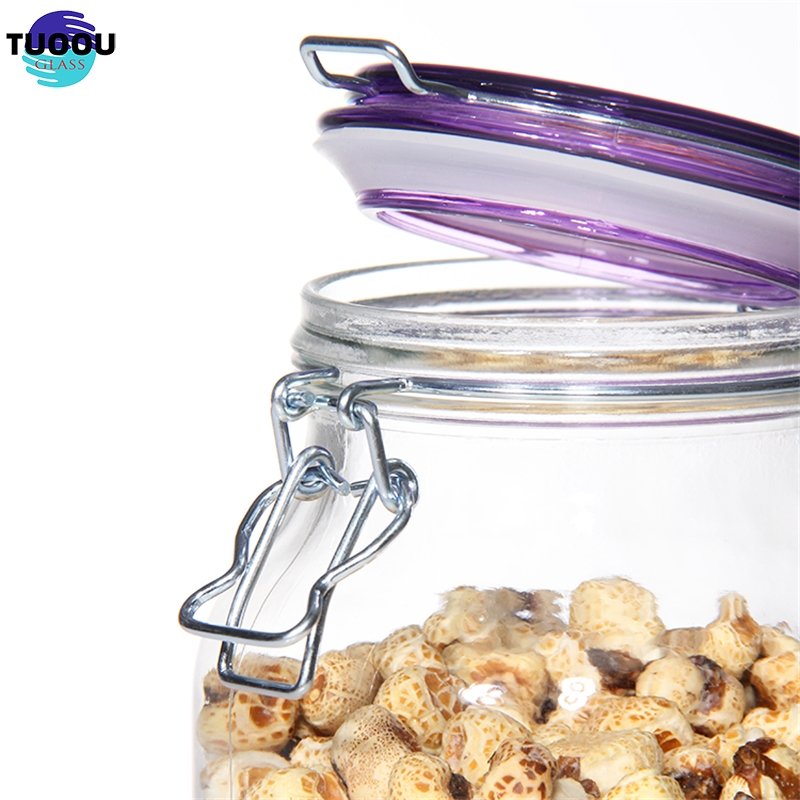 Wholesales Factory Price Glass Jar With Metal Clip/Glass Storage Jar Bottle With Flip Top lid