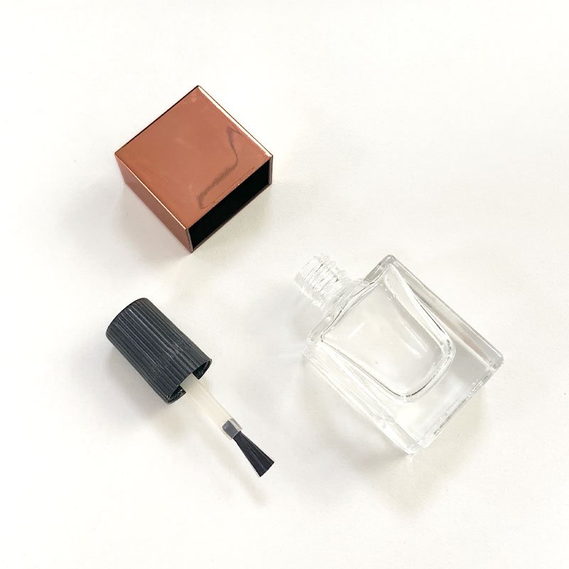 Wholesale Custom Square Gold Caps Glass Empty Nail Polish Bottle 15ml 12ml 10ml