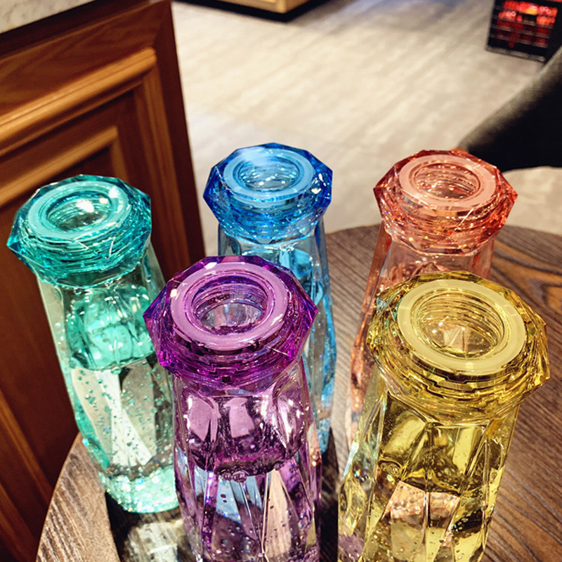 High Quality Portable Diamond Cup Creative Promotional Water Bottle Custom Glass Water Bottle for Women