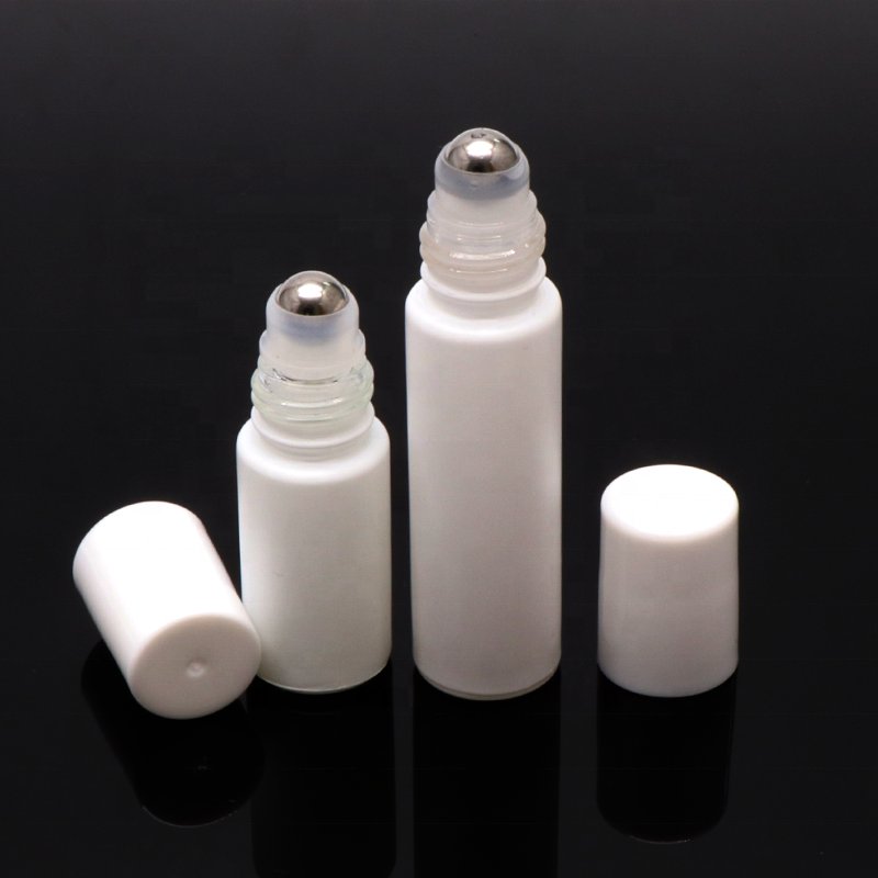 Travel Size Frosted Amber Clear White Perfume Oil 10ml Roll On Clear Steel Ball Essential Roller Bottle Glass