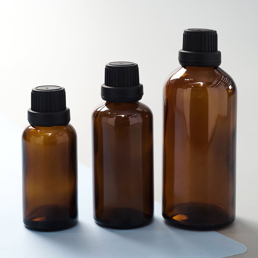 10Ml wholesale brown glass bottle 15Ml 30ml screw black cap amber essential oil bottles