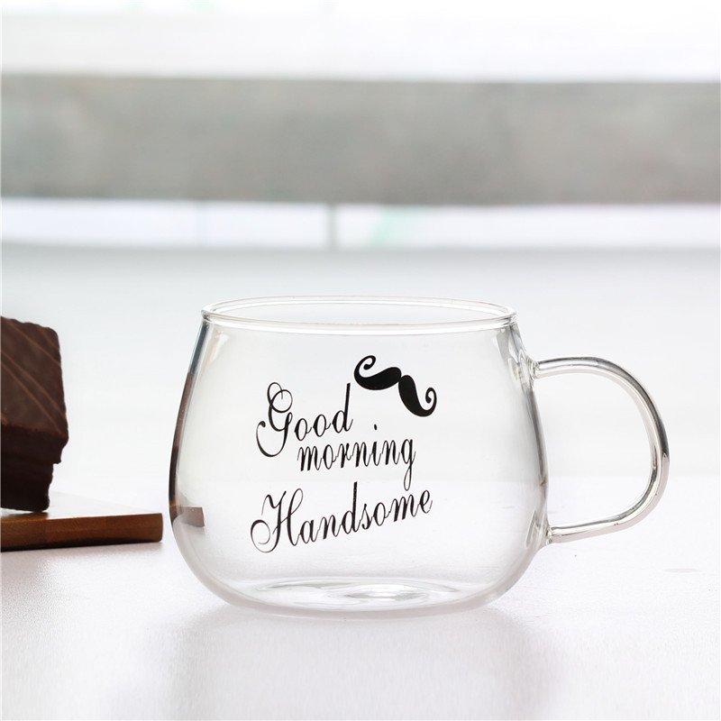12 oz High Borosilicate Coffee Glass Drink Tea Milk Bottle Cup Mug With Bamboo Wood Lid And Wood Spoon